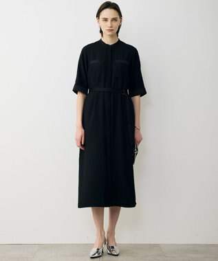 ICB 【先行予約】 FluidBackSatin シャツワンピース ブラック