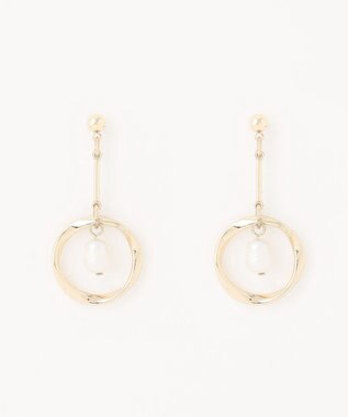 ANY サークルリングドロップパールピアス ライトゴールド