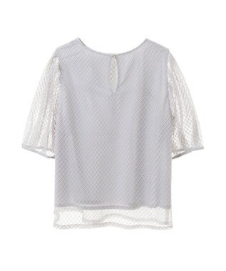 earth music&ecology 袖シアーレースプルオーバー Grayish Blue