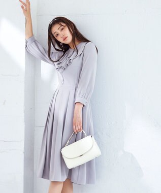 Tiaclasse 【洗える】ラッフルフリルワンピース サックスグレー