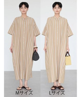 AMERICAN HOLIC イージーケア＋接触冷感丈違い強撚ワッシャーワンピース Stripe Beige