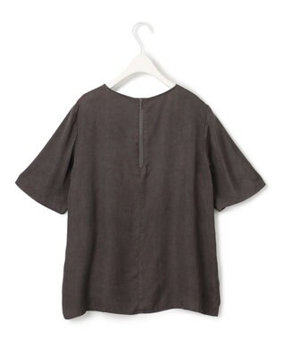 ICB 【洗える】 キュプラピグメントクロス ブラウス チャコール系