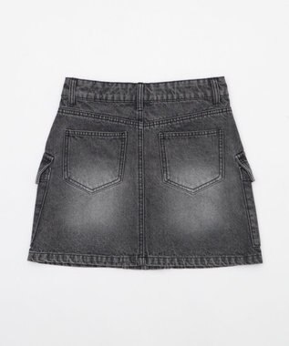 WEGO ヴィンテージウォッシュカーゴミニスカート デニムブラックソノタ