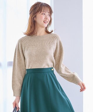 ANY SIS L 【洗える】ソフトタッチ求心 ニット ライトモカ