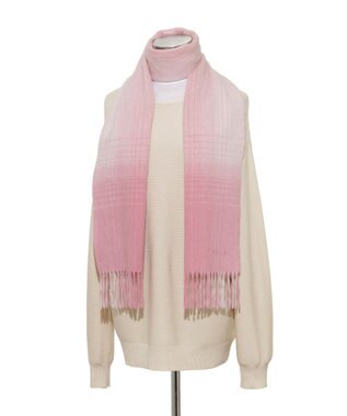 MOONBAT FURLA(フルラ）ウール100％ オンブレー チェックマフラー ピンク