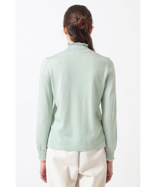 DAKS キュプラ混ハイネックプルオーバー ミニフリル シルトグリーン