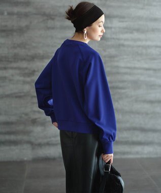 ICB L 【洗える】ジョーゼットジャージー  ドルマンスリーブプルオーバー ロイヤルブルー系