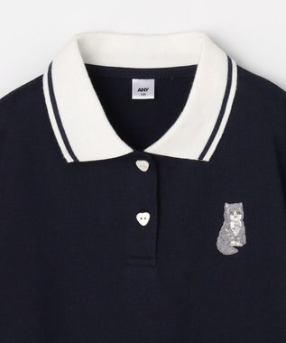 ANY KIDS 【洗濯機可能/吸汗速乾】ドライタッチ ショート丈ポロシャツ ネイビー