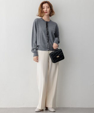 23区 【洗える】ウォームストレッチ ワイドパンツ アイボリー系