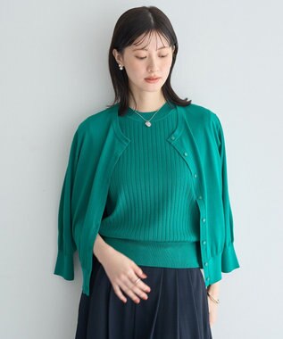YECCA VECCA 【マシンウォッシャブル】ノースリーブリブニット Green