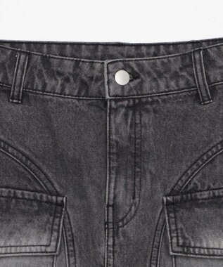 WEGO ヴィンテージウォッシュカーゴミニスカート デニムブラックソノタ