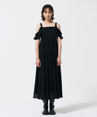 GRACE CONTINENTAL ドットジャガードノースリーブワンピース ブラック