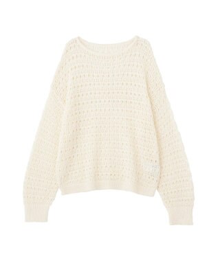 earth music&ecology メッシュニットプルオーバー Ivory