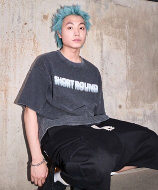 WEGO 【ユニセックス着用ITEM/MLサイズ展開】ブリーチワッフルダメージグラフィックT（SS） スミクロ