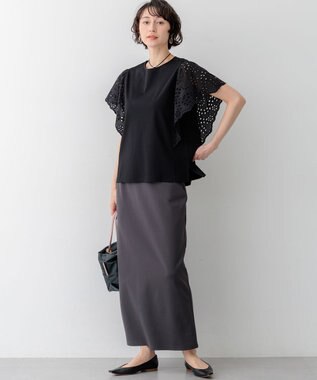 23区 S 【先行予約】カットワークエンブロイダリー デザインスリーブ トップス ブラック系