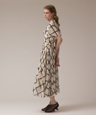 GRACE CONTINENTAL チェックプリントプリーツワンピース ベージュ