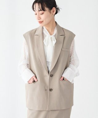 CRAFT STANDARD BOUTIQUE ＜セレモニー＞カットアウトデザインテーラードジレ Beige