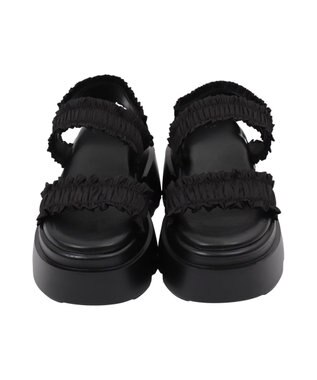 WEGO 厚底フリルギャザーサンダル ブラック