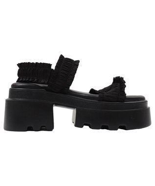 WEGO 厚底フリルギャザーサンダル ブラック