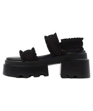 WEGO 厚底フリルギャザーサンダル ブラック