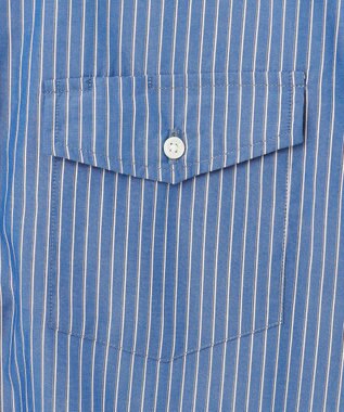 J.PRESS MEN 【KING SIZE】ポプリンマルチストライプ バンドカラーシャツ サックスブルー系1