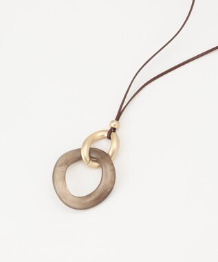 J.PRESS LADIES メタルコンビマーブル ネックレス グレー系