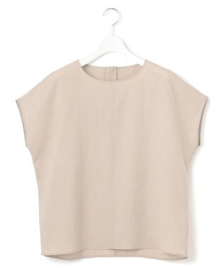 23区 L 【洗える】トリアセスラブストレッチ フレンチスリーブ ブラウス ベージュ系