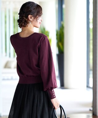 Tiaclasse 【洗える】2WAYパール釦カーディガン ワイン