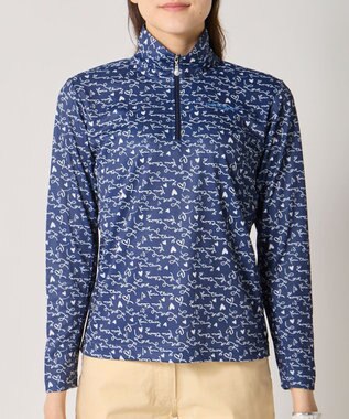 FILA GOLF／marie claire 【marie claire SPORT】 ハーフZIP長袖シャツ ネイビー