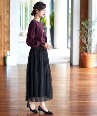 Tiaclasse 【洗える】2WAYパール釦カーディガン ワイン