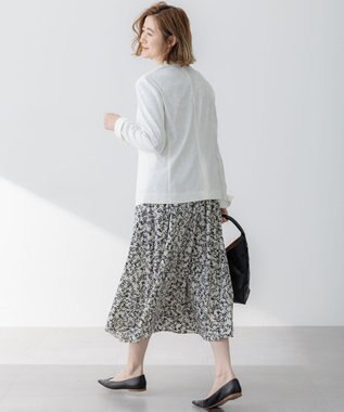 23区 【セットアップ対応/防シワ性/洗える】アイアスマットストレッチ ノーカラー ジャケット ホワイト系