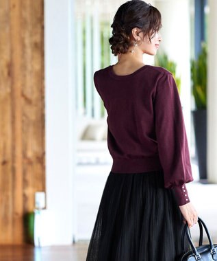 Tiaclasse 【洗える】2WAYパール釦カーディガン ワイン