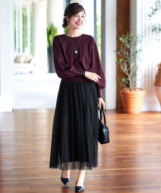 Tiaclasse 【洗える】2WAYパール釦カーディガン ワイン