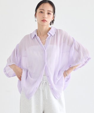 earth music&ecology ランダムプリーツシャツ Lilac
