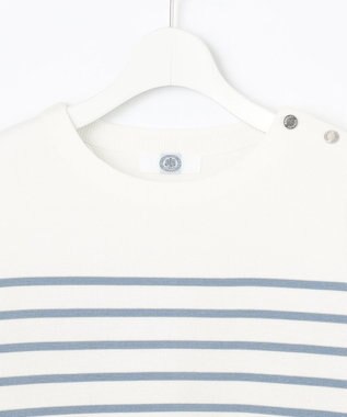 J.PRESS LADIES L 【洗える】Cotton Acetate パネルボーダー プルオーバー ニット ブルー系1