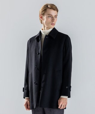 JOSEPH HOMME 【新素材】ライトウールシャギー　ステンカラーコート ブラック系