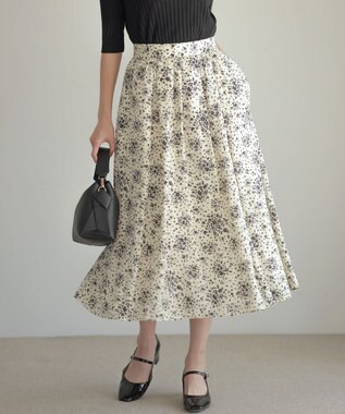 組曲 モザイクフラワープリント スカート アイボリー系5
