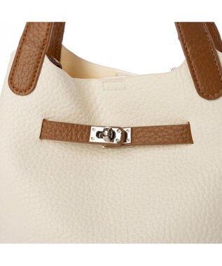 UNBILLION カシュカシュ cachechche / ヒネリ金具ベルトシボミニバッグ アイボリーミックス