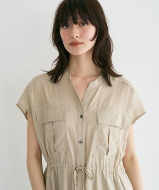 YECCA VECCA ミリタリースキッパーシャツワンピース Beige