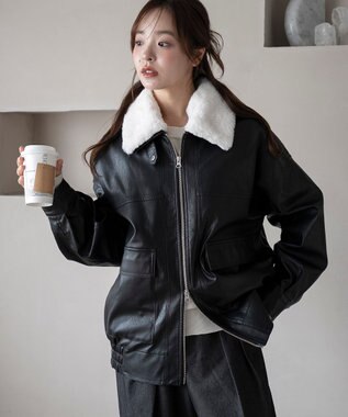 WEGO 2WAYファー襟PUジャケット ブラック