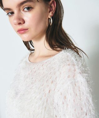 GRACE CONTINENTAL ラメフリンジカットトップ ホワイト