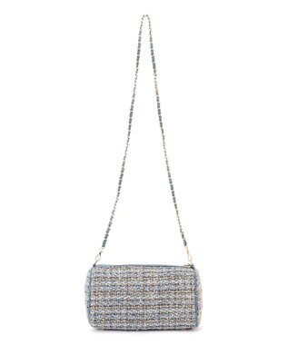 23区 GIOLICAツイード シリンダー ショルダーバッグ ブルーミックス