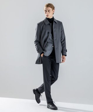 JOSEPH HOMME 【新素材】ライトウールシャギー　ステンカラーコート グレー系