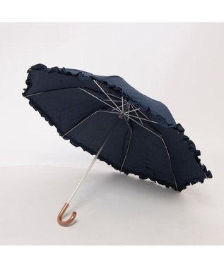 UNBILLION カシュネ cachenez / シャンブレーフリルトップレス2段折りたたみ傘 ネイビー