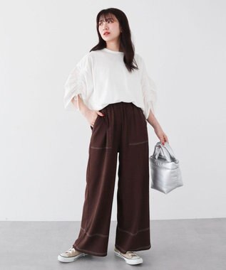 Green Parks ・ＥＬＥＮＣＡＲＥ　ＤＵＥ　ギャザースリーブＴＥＥ Off White