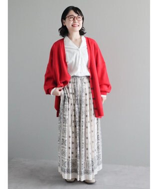 CRAFT STANDARD BOUTIQUE ＶネックＢＩＧシルエットカーディガン Red