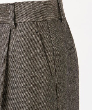 23区 【GOLD LABEL】ウールリネンツイル ワイドパンツ ダークブラウン系