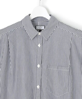 J.PRESS YORK STREET 【WOMEN】キャップスリーブ ストライプブラウス ブラック系1