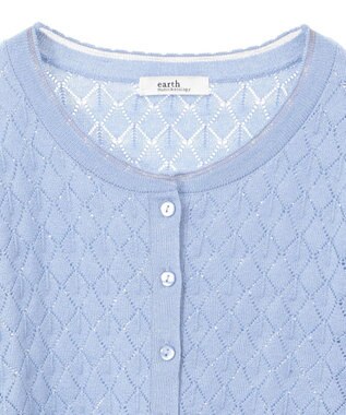 earth music&ecology シアースカラップ透かし編みカーディガン Grayish Blue