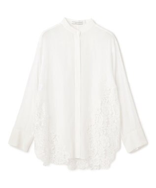 BEIGE， GALENA / コットンレースバンドカラーシャツ Off